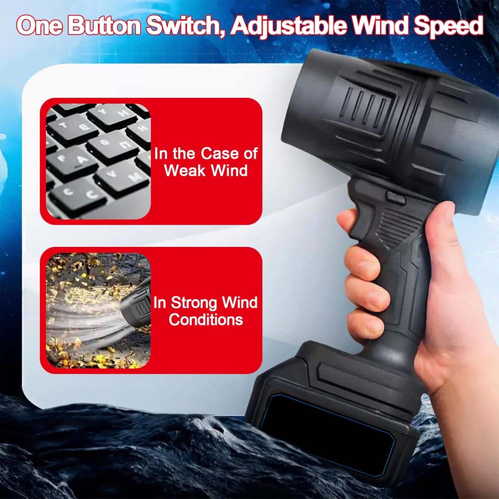 Rechargeable Handheld Blower Dryer - 1 Battery, Turbo Jet Air Duster for Home, Car, Leaves & Snow Cleaning Image