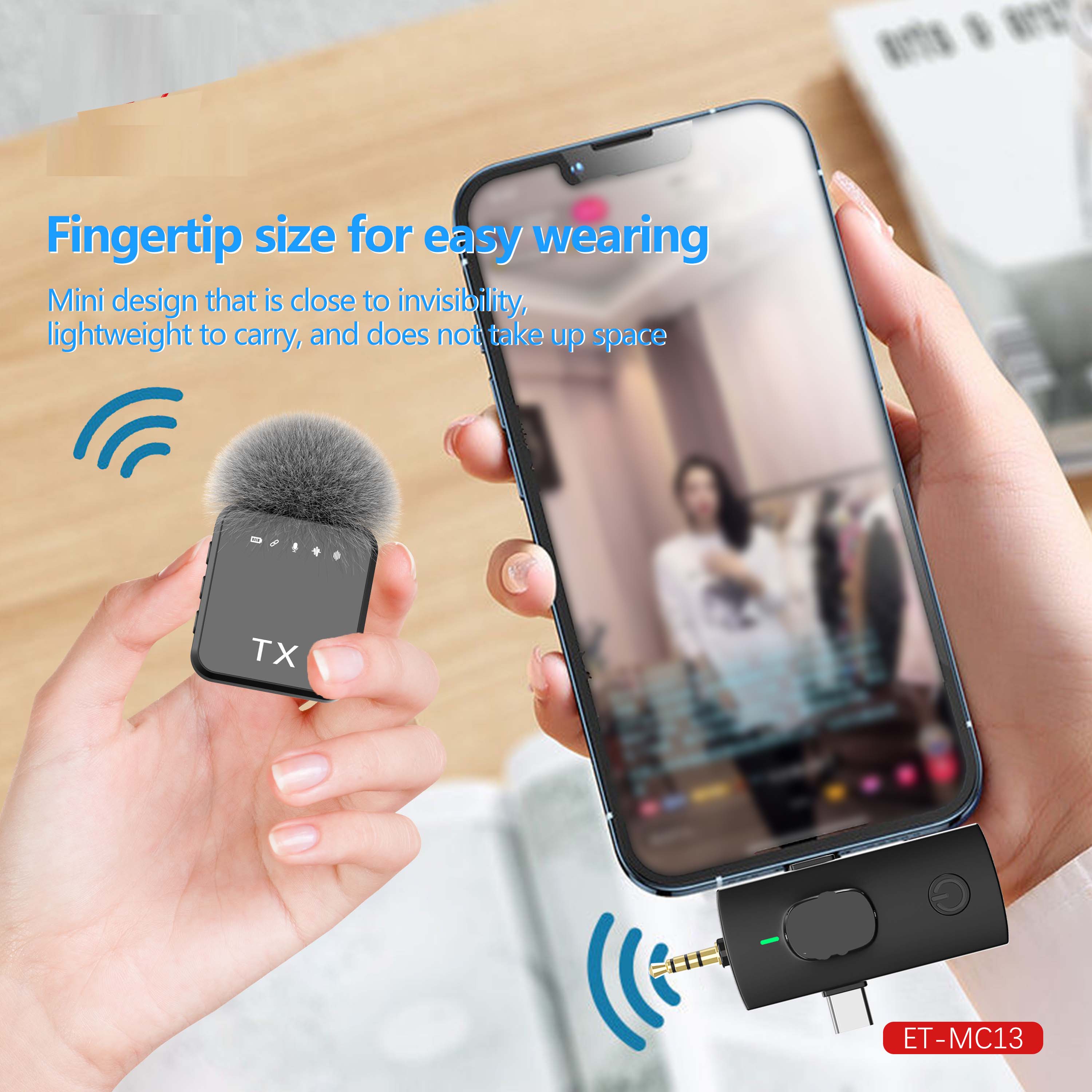 3-in-1 Lavalier Wireless Microphone - 2pcs Wireless Mic  Compatible for iPhone, iPad, Android | Perfect for Video Recording, Gaming, and Live Streaming | Crystal-Clear Audio for Vlogging, Podcasts, and Interviews | Plug-and-Play Design | Compatible with iOS and Android Devices Image