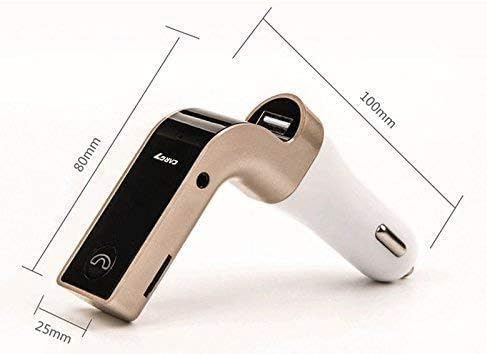 Car G7 LCD Bluetooth Car Charger FM Kit | MP3 Transmitter with USB & TF Card Slot | Hands-Free Calling | Compatible with All Android & iOS Devices | Golden Image