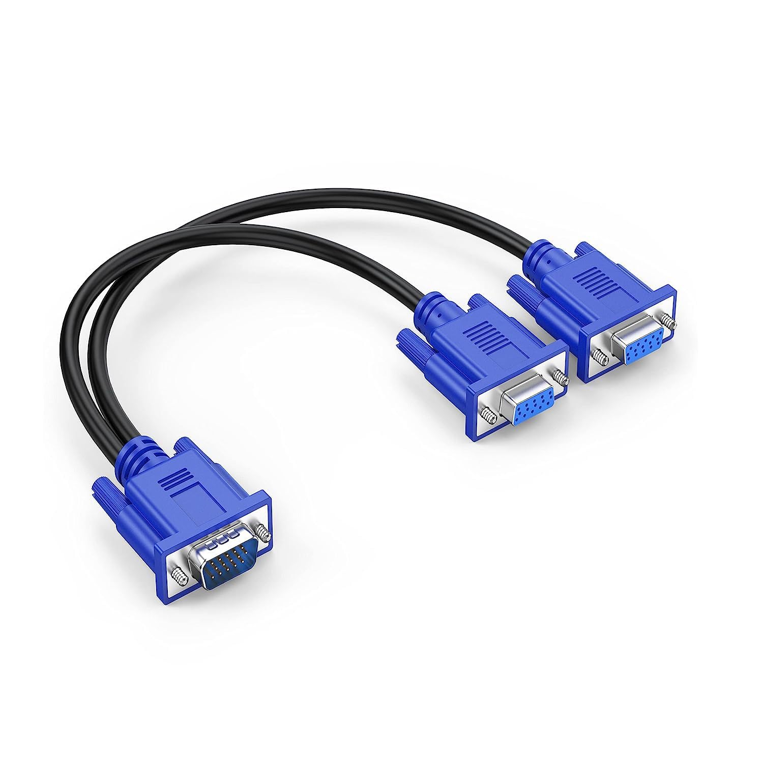 Dual VGA Splitter Cable: 1 Male to 2 Female Adapter for Dual Monitor Screen Duplication, High-Quality VGA Y Cable for PC, Laptop, and More. Image