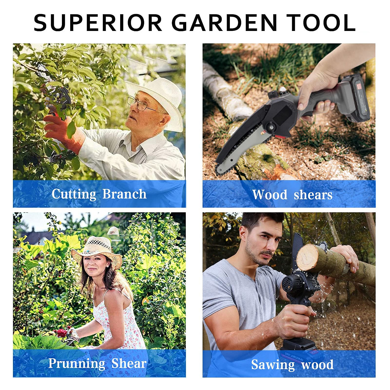 Brushless Cordless Chainsaw - Mini Electric Handheld Chainsaw with Safety Lock for Tree Branch Cutting Image