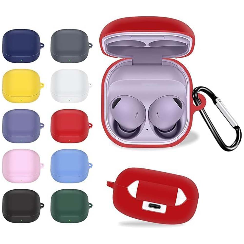 Silicone Case Compitable for Samsung Galaxy Buds 2 Pro/2/Pro/Live - Shockproof Protective Cover with Keychain for Earbuds, Durable & Stylish (Multi) Image