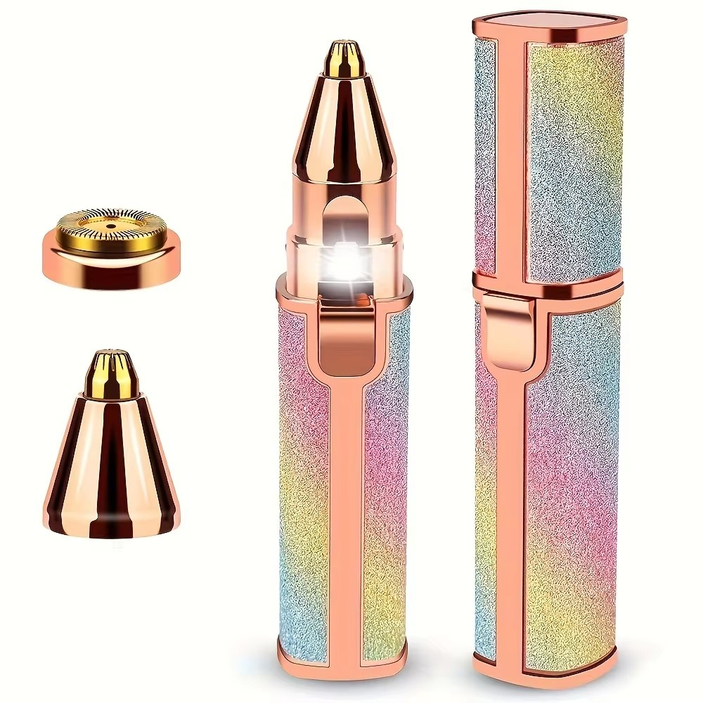 2-in-1 Eyebrow & Facial Hair Remover - USB Rechargeable with Multi-Colors, Cleaning Brush & Precision Trimming Image