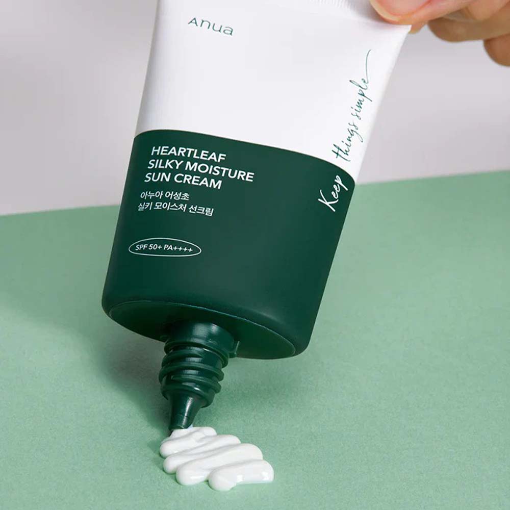 Anua Heartleaf Silky Moisture Sun Cream SPF 50+ PA++++ – Lightweight Hydrating Korean Sunscreen with Soothing Heartleaf Extract, 50ml Image
