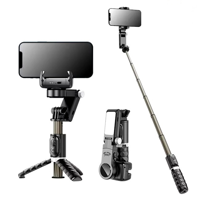 Q18 Mobile Phone Selfie Stick with Anti-Shake Handheld Gimbal Stabilizer, Single-Axis Tripod, and Fill Light – Perfect for Vlogging, Live Broadcast, and Photography, Compatible with iPhone and Android Smartphones Image