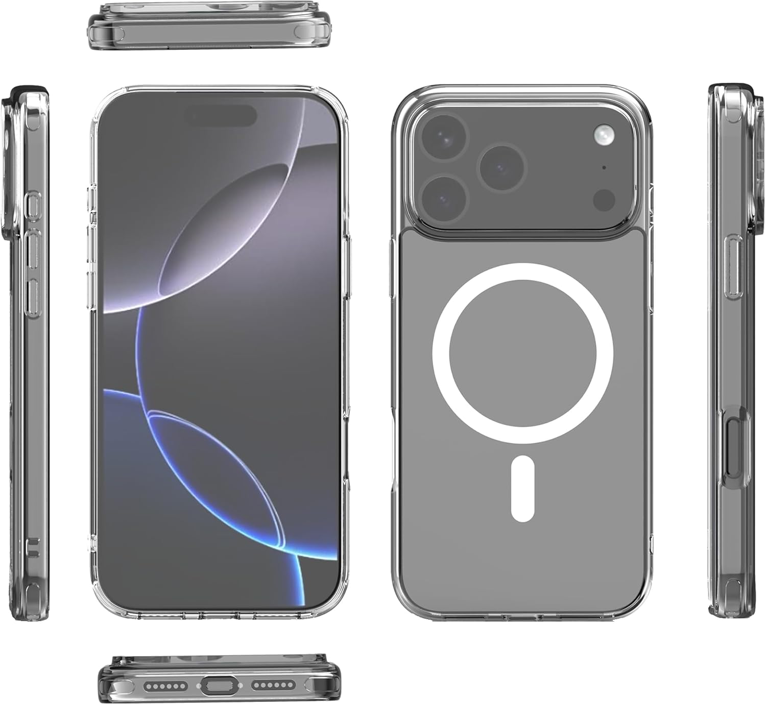 Magnetic Clear Case for iPhone 17 Pro Max - MagSafe Compatible, Anti-Yellowing Slim Silicone TPU Bumper, Shockproof Protection Image