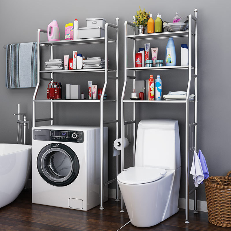 2/3 Layer Washing Machine Stand and Bathroom Storage Rack | Shelf with Towel Rack Image