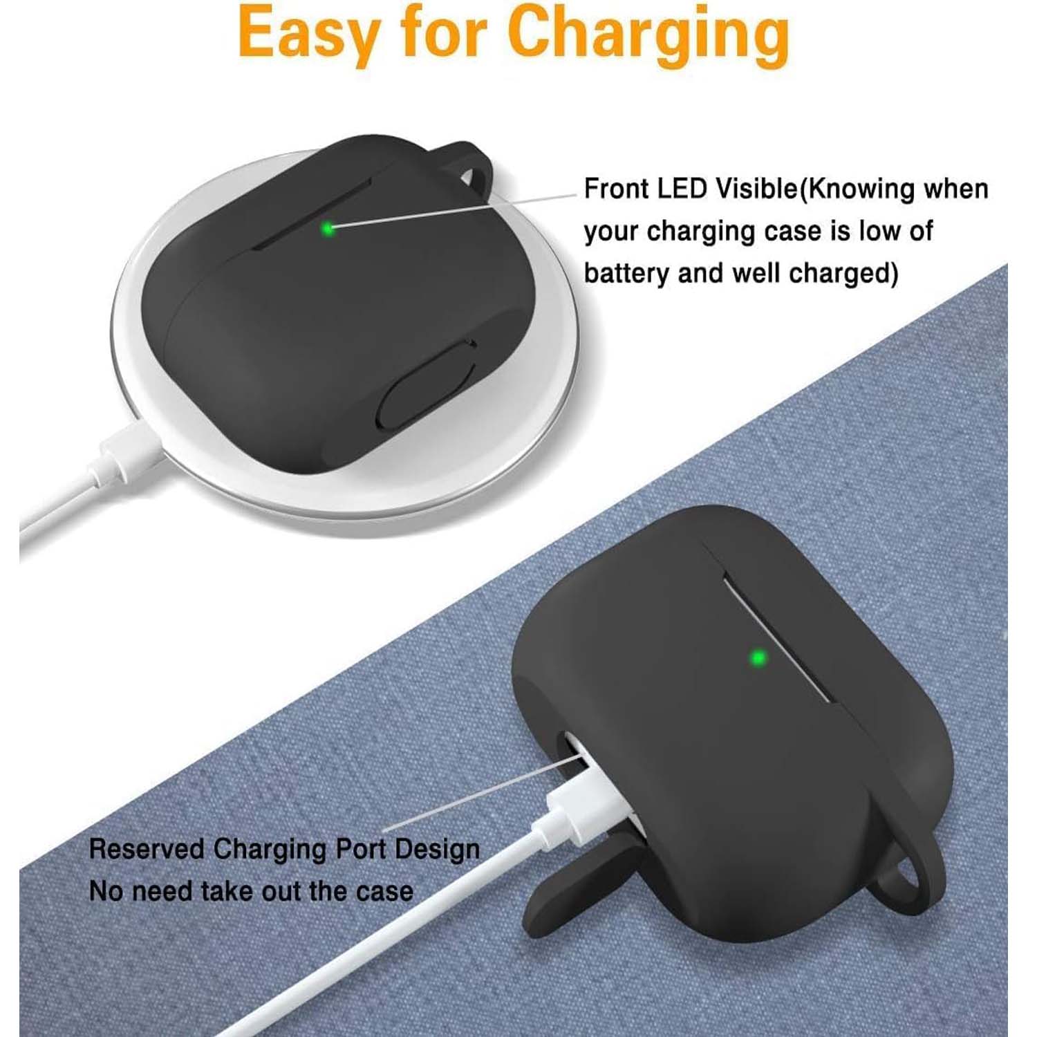 Silicone Case for AirPods Pro 3 (2025). Protective skin with keychain neck, shockproof & wireless charging supported. Multi-color. Image