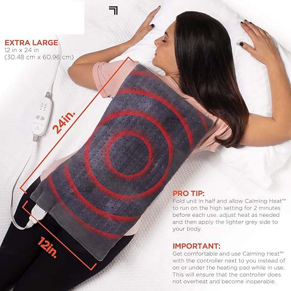 Heat Massaging Weighted Heating Pad by Sharper Image – Electric Heating Pad with Massaging Vibrations, 6 Settings Image