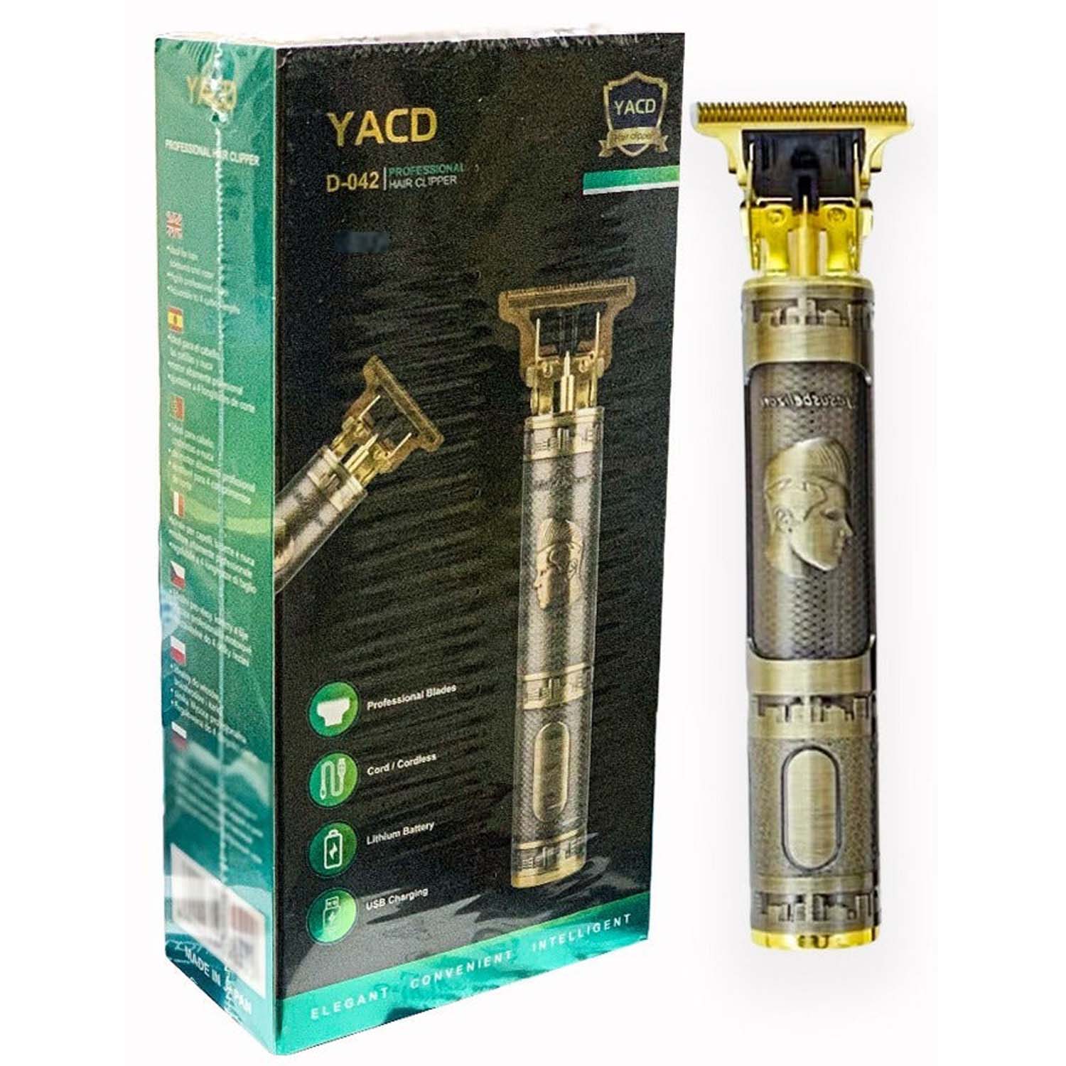 YACD D-044 Cordless Hair Clipper. Affordable elegant metal body, professional stainless blade, USB charging, 120-min runtime. Image