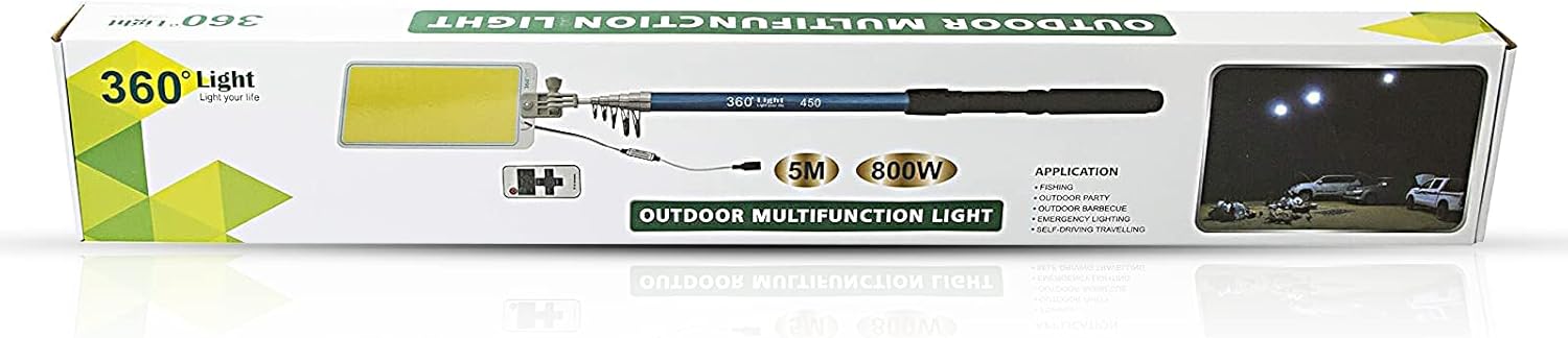 360° Light Multifunction Outdoor LED Fishing Rod Light | 5M Camping Lantern Lamp with IR Remote | 3 Modes | 800W Image