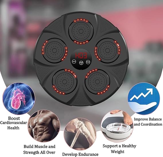 Music Boxing Machine | Smart Electronic Punching Equipment with LED Screen & Reaction Target for Home Exercise | Fun Gift Image