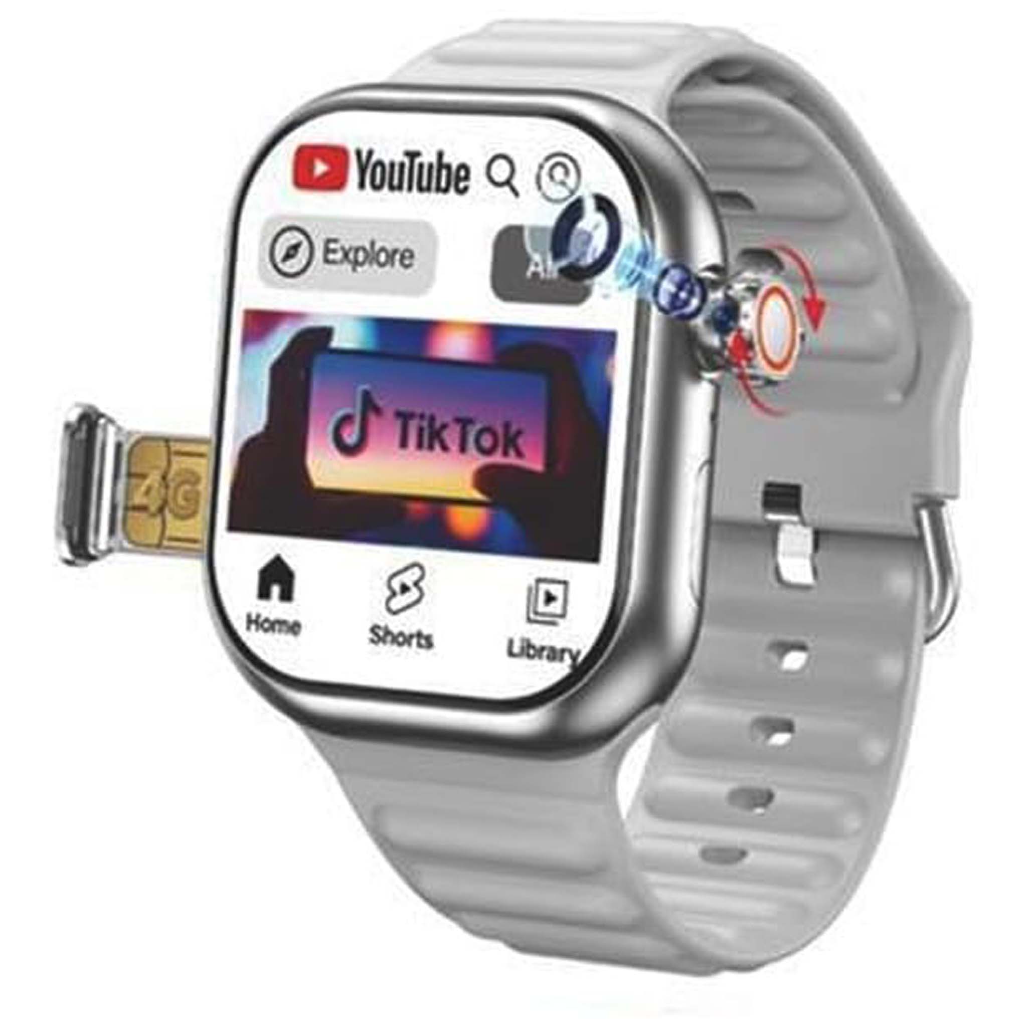 ST12 Smart Watch - 2.2" Full Screen, 4G SIM Support, 3 Straps + Wireless Charger (Multi-Color) for Men & Women Image