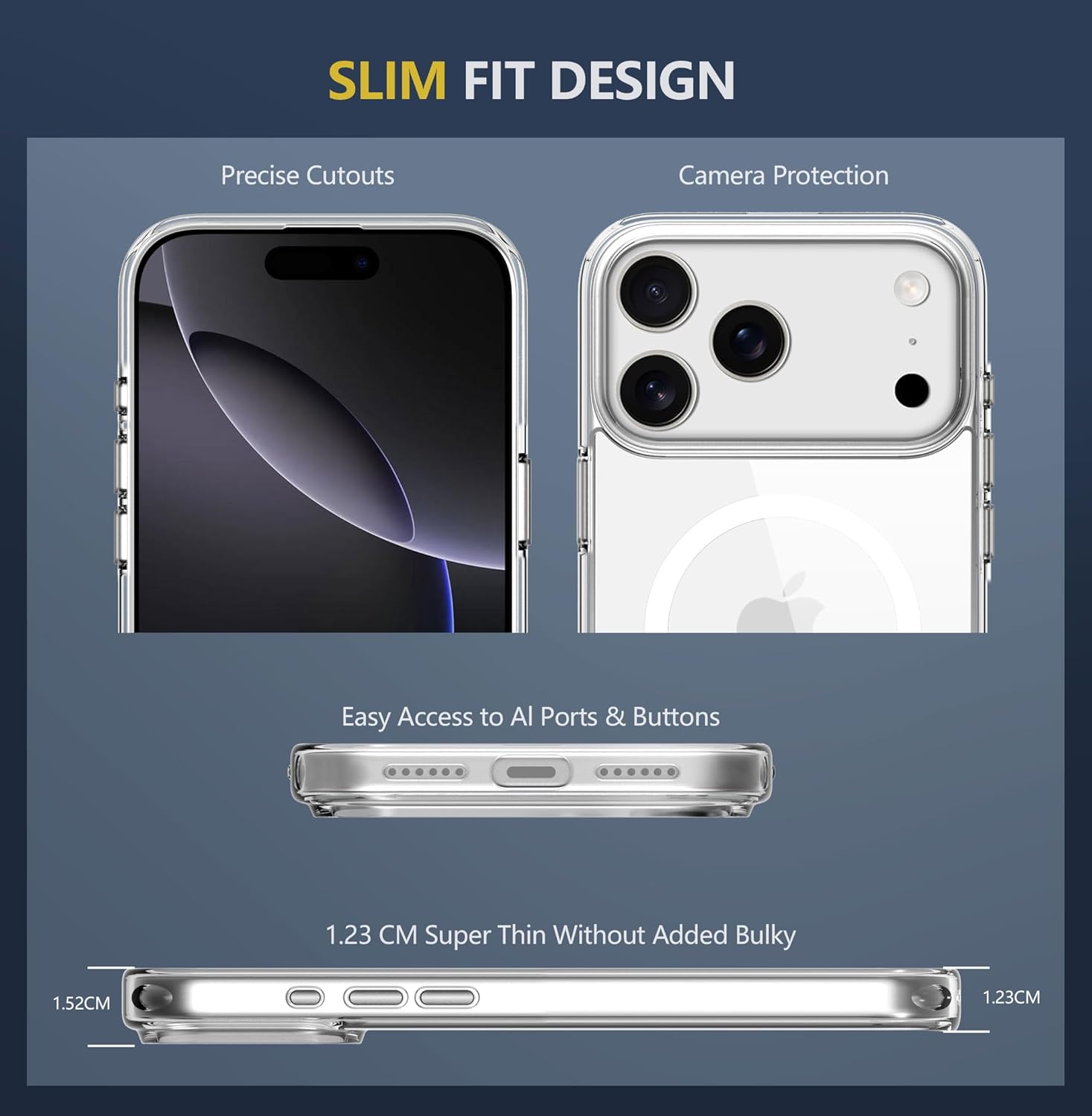 Magnetic Clear Case for iPhone 17 Pro Max - MagSafe Compatible, Anti-Yellowing Slim Silicone TPU Bumper, Shockproof Protection Image