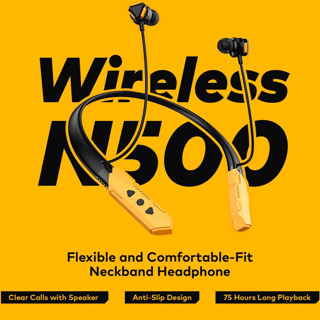 N500 Halter-neck Headphones. 75-hour battery life with flexible, comfortable neckband design for all-day wear. Image