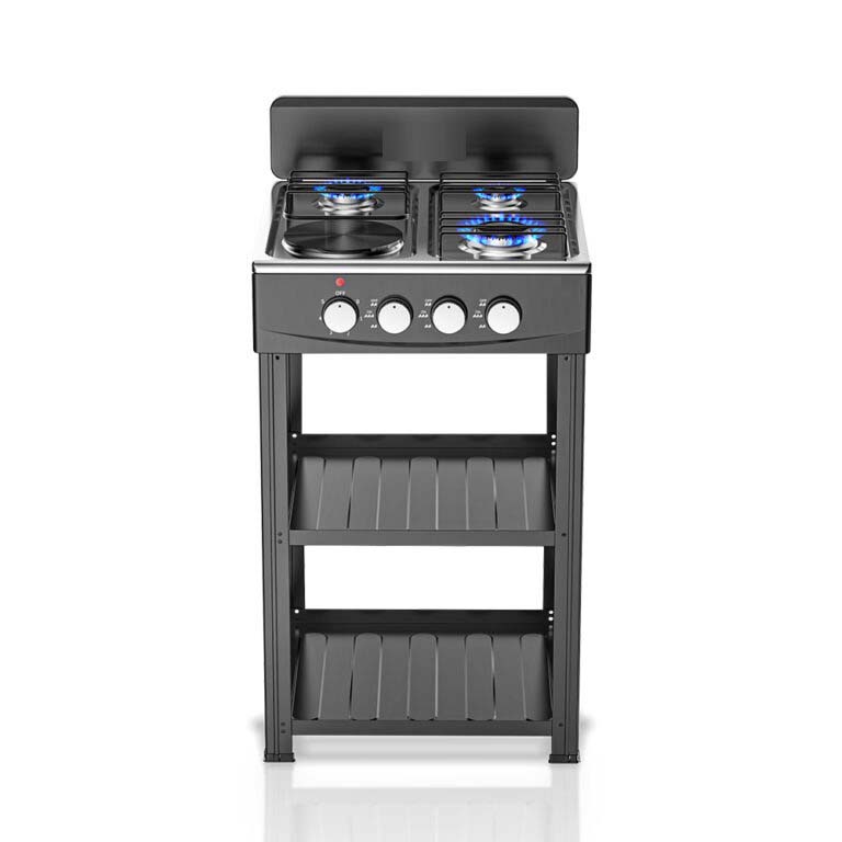 4-in-1 Gas Stove: 3 Burner + Hot Plate with Stand – Durable & Efficient Cooking Solution Image