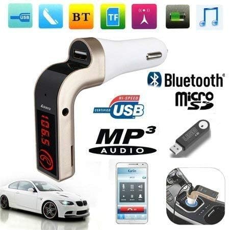 Car G7 LCD Bluetooth Car Charger FM Kit | MP3 Transmitter with USB & TF Card Slot | Hands-Free Calling | Compatible with All Android & iOS Devices | Golden Image