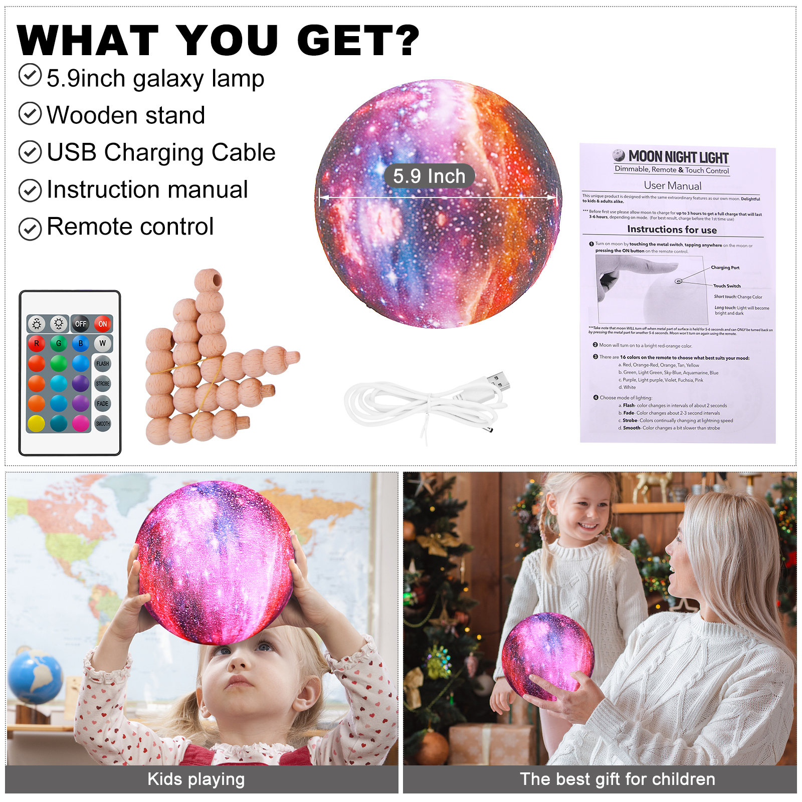 Space Moon Star Light LED | Custom 8-20CM 3D Christmas Gifts | Night Lamp for Kids & Room Decor | Colorful Modern Lighting for Children’s Rooms Image