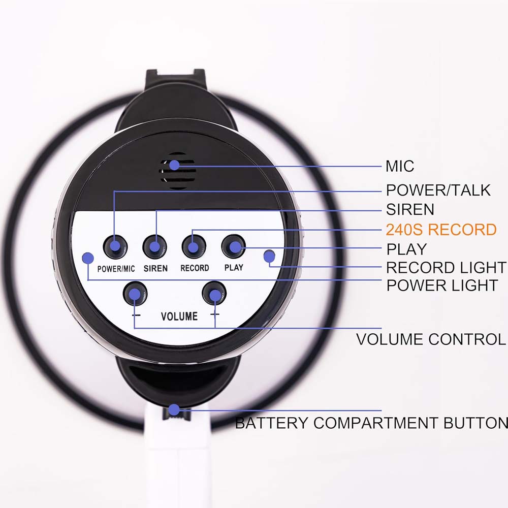 Portable Megaphone Bullhorn 25W Rechargeable with siren, music, recording & adjustable volume. Lightweight with strap. Image