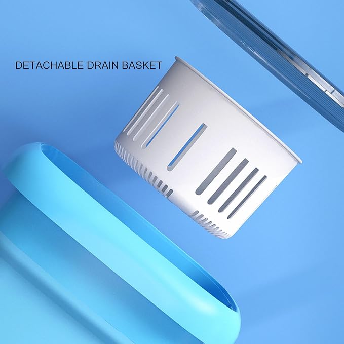 Portable Washing Machine | Mini Foldable Bucket Washer & Dryer Combo | Small Washer with Soft Spin Dry & Drainage Pipe for Underwear, Socks, Baby Clothes, Apartment, Dorm, Laundry (Blue) Image