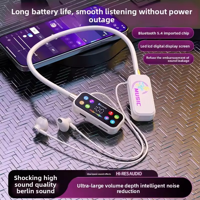 T200 Wireless Neckband Earphones. 120hr playback, 600-day standby & LED screen. Marathon battery life for non-stop music. Image