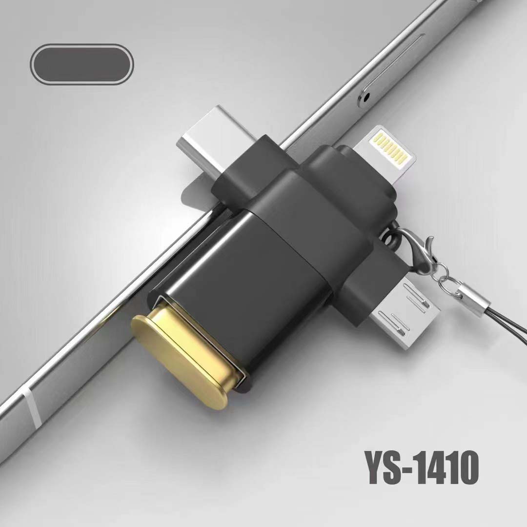 YS-1410 3-in-1 OTG Adapter - USB 3.0, SD/TF Card Reader & Charging Port for Smartphones, Tablets & Laptops Image