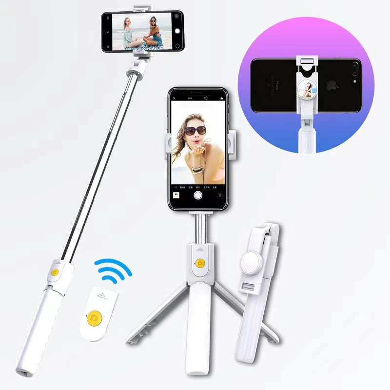 K10 Remote Tripod Mobile Universal Selfie Stick - Multifunctional Bluetooth Selfie Stick & Phone Tripod with Remote Control, Adjustable and Compact, Compatible with iPhone, Android Image