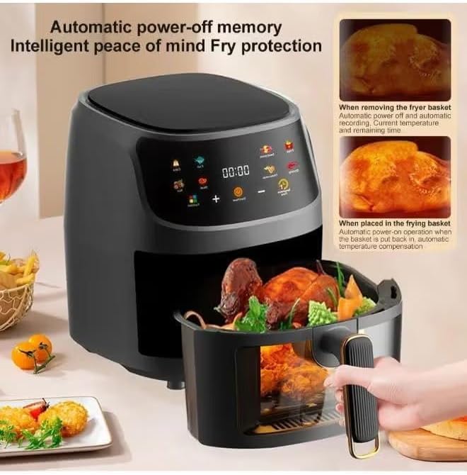 Multifunctional Digital Touch Air Fryer | 8L Capacity, 2400W Power | Sleek Black Design Image