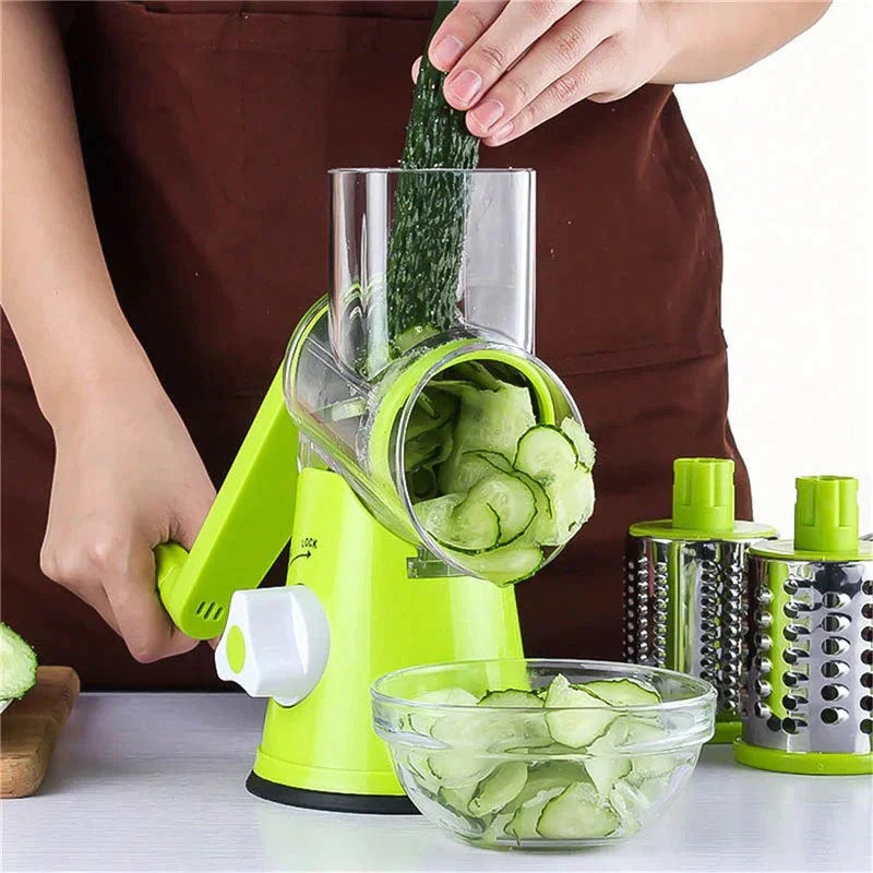 3-in-1 Manual Rotary Vegetable Drum Cutter | Multi-Purpose Slicer, Shredder, and Grater | Efficient Kitchen Tool for Fruits and Vegetables Image