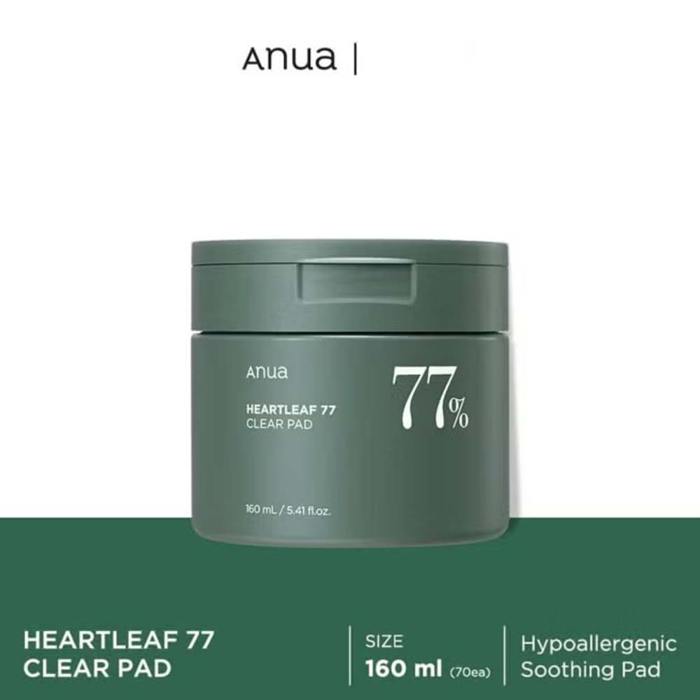ANUA Heartleaf 77% Soothing Toner Pads. Gentle exfoliating & calming cotton pads for sensitive, troubled skin pads. Image