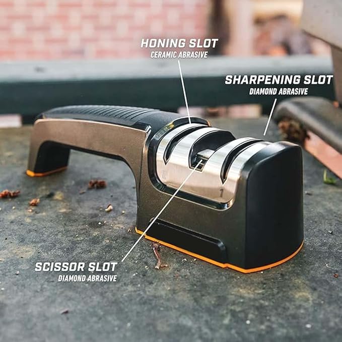 Compact Pull-Through Kitchen Knife Sharpener | Ideal for Chef, Scissors, Paring, & Serrated Knives | Efficient Blade Sharpening Tool for Home Kitchens Image