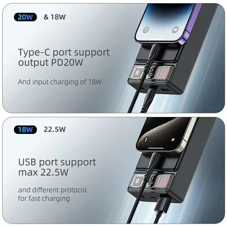 YP58 20000mAh Magnetic Power Bank – USB-C + USB Battery Pack Image