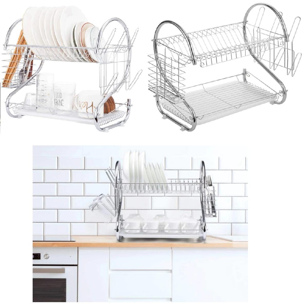 New Arrival 2-Layer Kitchen Dish Rack | Stainless Steel Dish Drainer & Plate Holder Image
