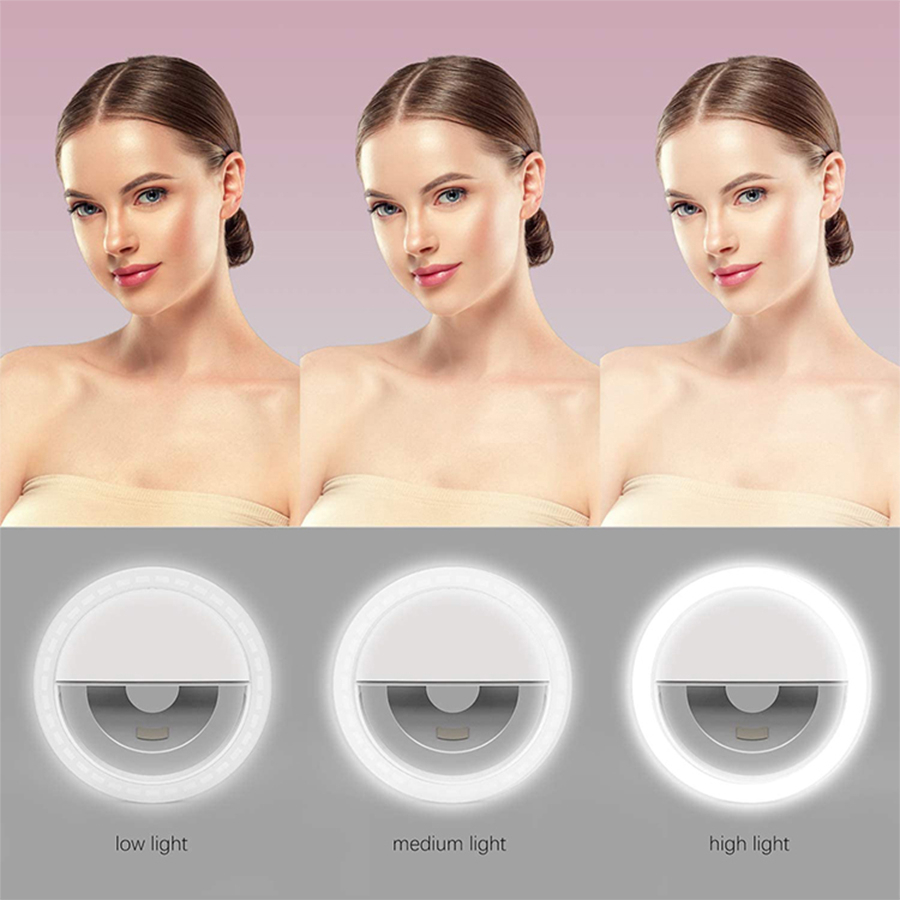 Rechargeable Clip-on Selfie Ring Light - 36 LED Phone Light Compitable for iPhone/Android (Multi-Color) Image