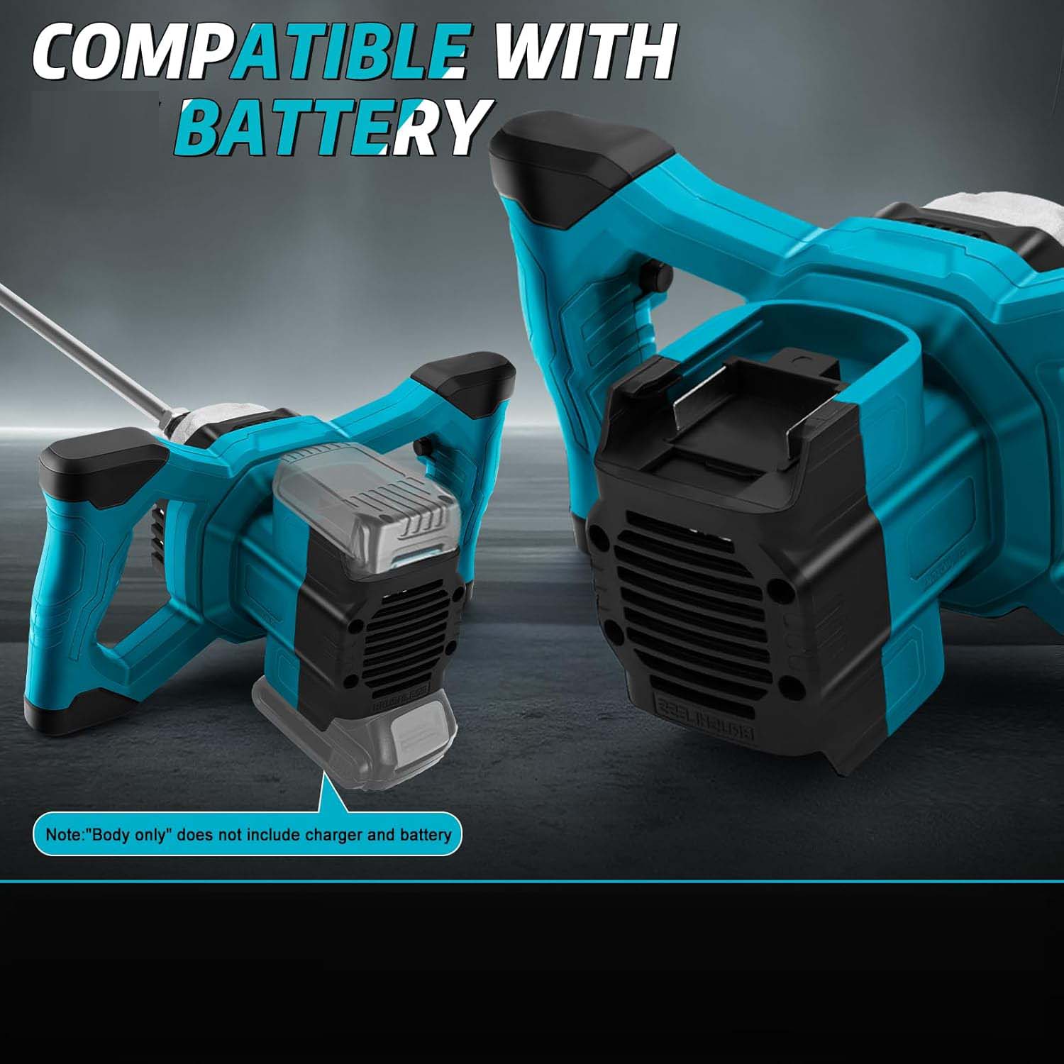 Cordless Paint & Mortar Mixer - 6-Speed 680RPM w/ 2 Rods for Concrete, Thinset & Paints Image