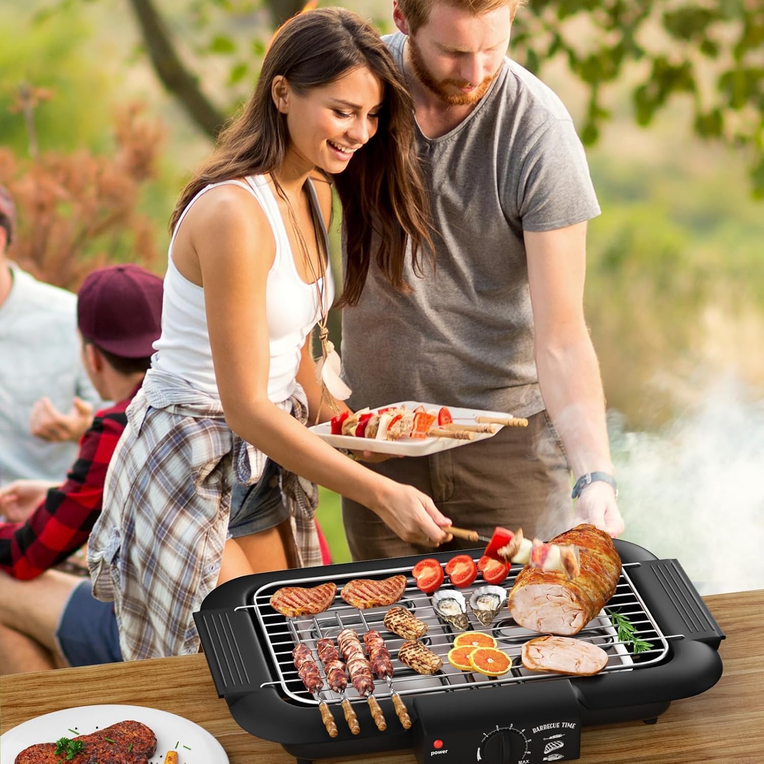 Smokeless Indoor/Outdoor Electric Grill | Portable Tabletop Grill with Adjustable Settings for Kitchen & BBQ | Perfect for Year-Round Grilling Image