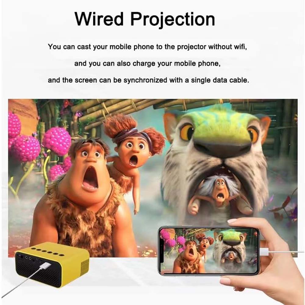 Mini Pocket Projector - HD Portable Movie Projector, Phone Screen Mirroring, Home Entertainment, Compact Yellow Design Image