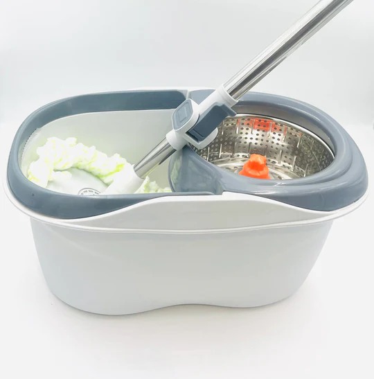 Clean Smart Spin Mop Twin Split Bucket | 360 Wet & Dry Spin Floor Mop with Disinfectant Bottle & 2 Mop Pads | Hygienic Space-Saving Cleaning Tool for Home & Office Image