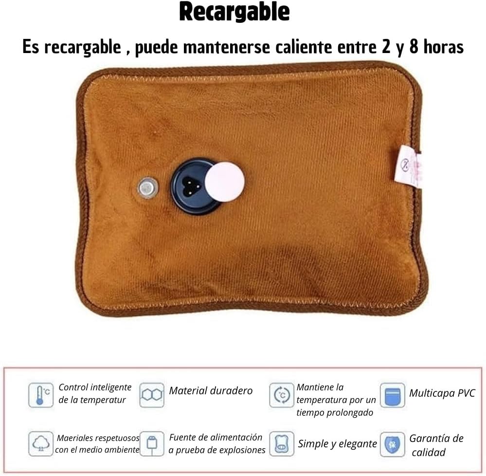 Rechargeable Electric Hot Water Bottle - Quick Heat in 15 Minutes, Portable & Effective for Muscle Pain Relief, Neck, Back, and Lumbar Pain, Warm Bed Companion - Soft, Durable, and Safe with 5-8 Hours Heat Retention Image