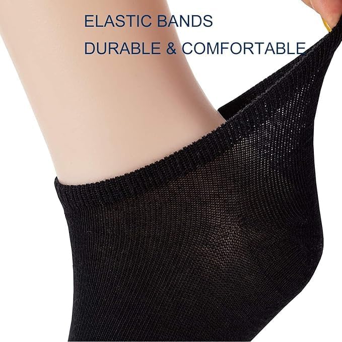 12 Pairs Ultra Thin Breathable Ankle Socks for Men & Women - Cool Summer Comfort Low Cut Socks (Black) Image