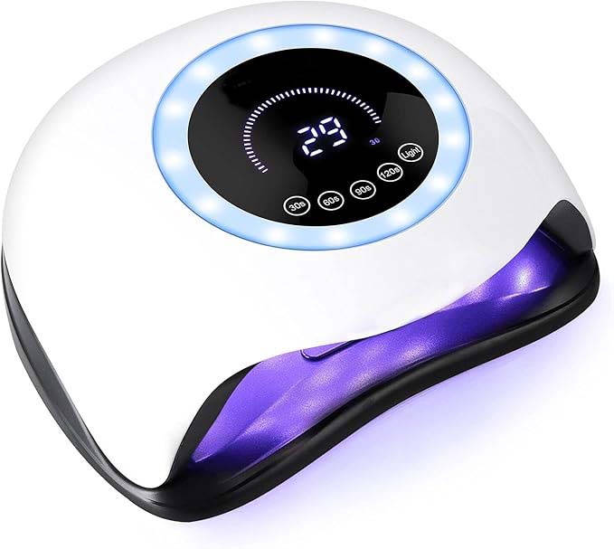 UV LED 168W Nail Lamp - Professional Nail Dryer with 42 LEDs for Gel Nail Polish, Fast Curing Nail Light with 4 Timer Settings, Colorful LED Ring & Smart Sensor, Perfect for Salon and Home Use Image