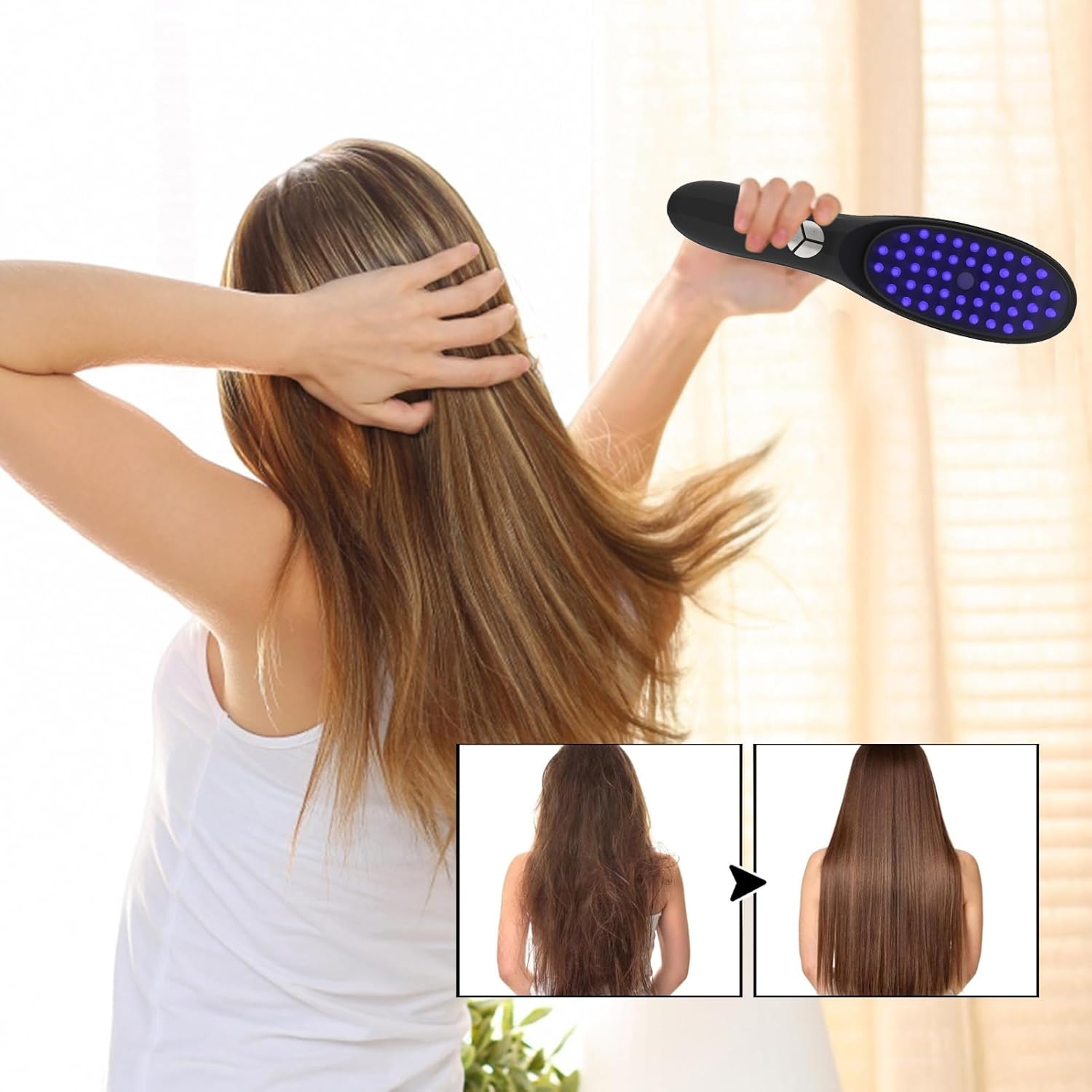 Electric Scalp Massage Comb - LED Light, 3 Vibration Modes, Rechargeable Hair Growth & Stress Relief Tool Image