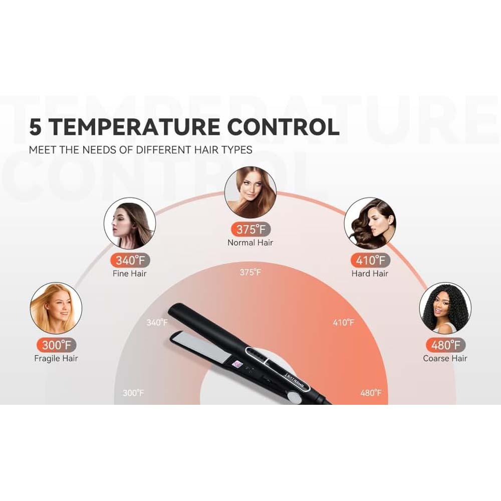 Extreme 480°F Hair Straightener - Professional Titanium Flat Iron with Digital Display & Fast Heat-Up Image