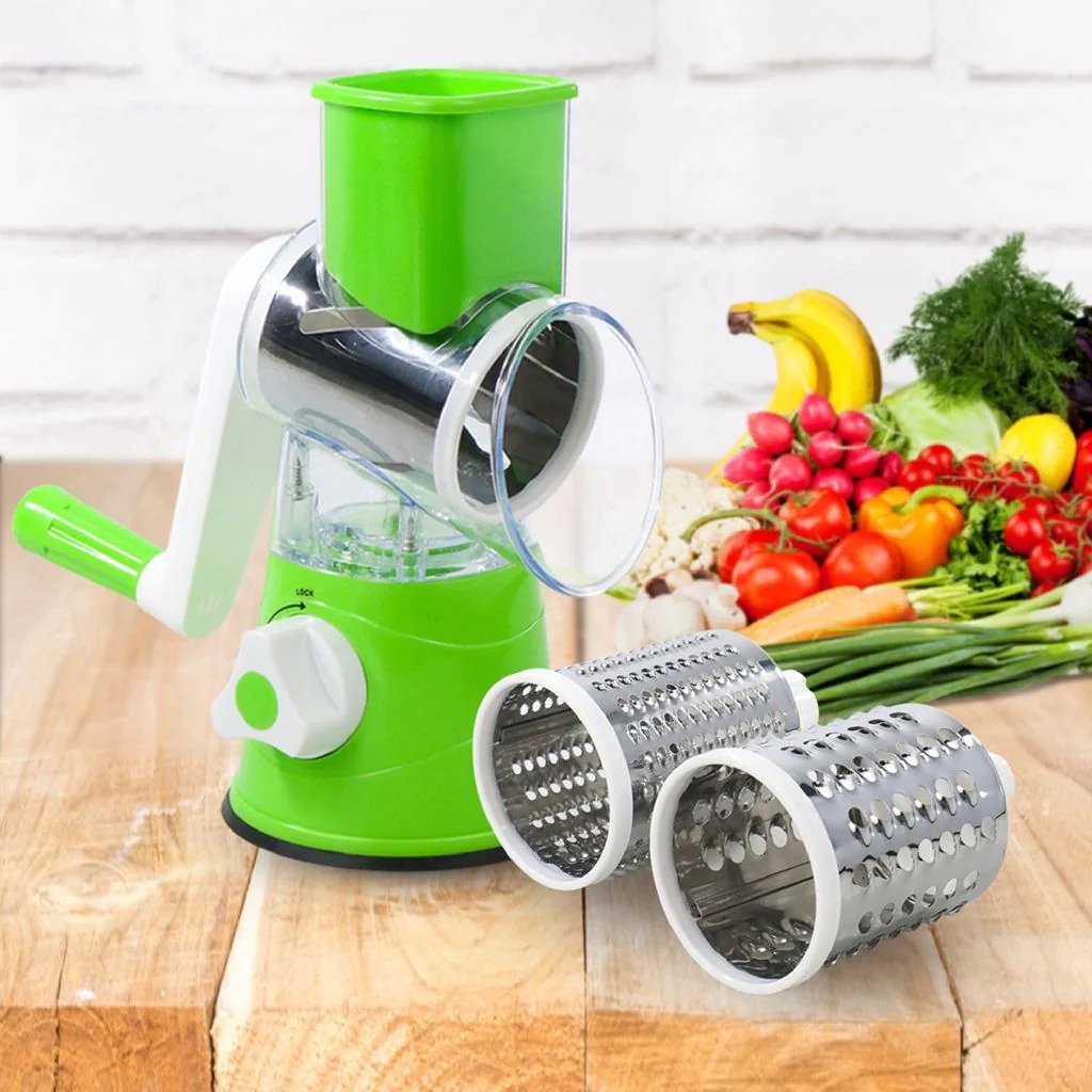 3-in-1 Manual Rotary Vegetable Drum Cutter | Multi-Purpose Slicer, Shredder, and Grater | Efficient Kitchen Tool for Fruits and Vegetables Image