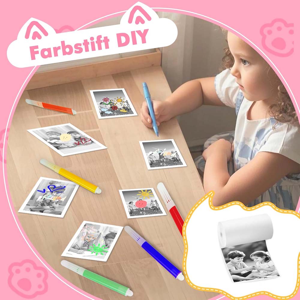 Kids Instant Camera - 1080P Digital Camera for Ages 3-12 with Printing Paper (No Card Included) Pink Image