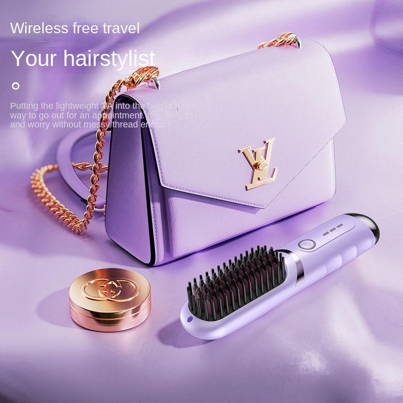 2-in-1 Electric Hair Styler - Rotating Curling Iron & Straightener Brush with Negative Ion Technology (Multi colour) Image