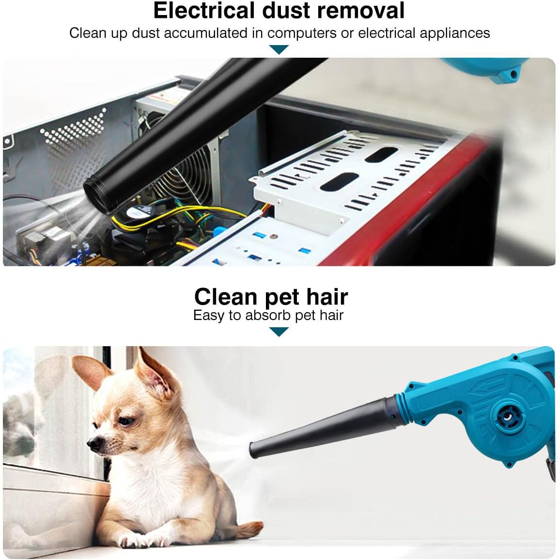 Cordless Leaf Blower | Blow & Suck 2-in-1 | 21V Mini Handheld Air Blower | Lightweight, Battery Powered | Small, Powerful Blower for Leaves & Debris Image