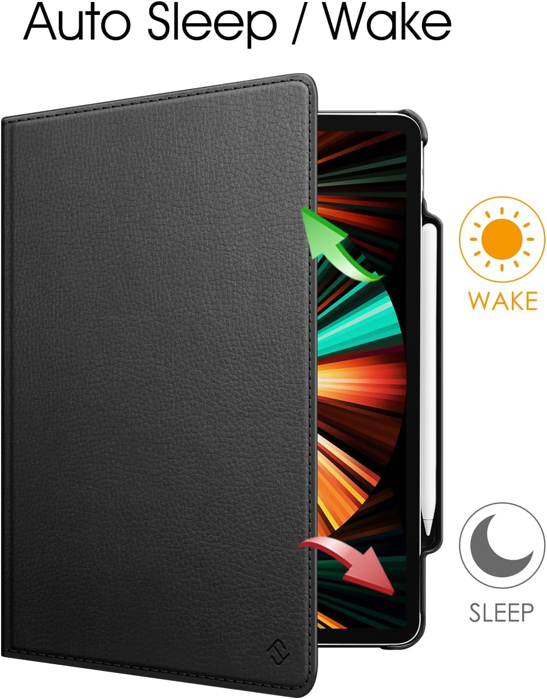 360° Rotating Case for iPad Pro 12.9" (2018-2022) - Auto Sleep/Wake Cover with Pencil Holder & Multi-Angle Stand ( Multi Colour) Image
