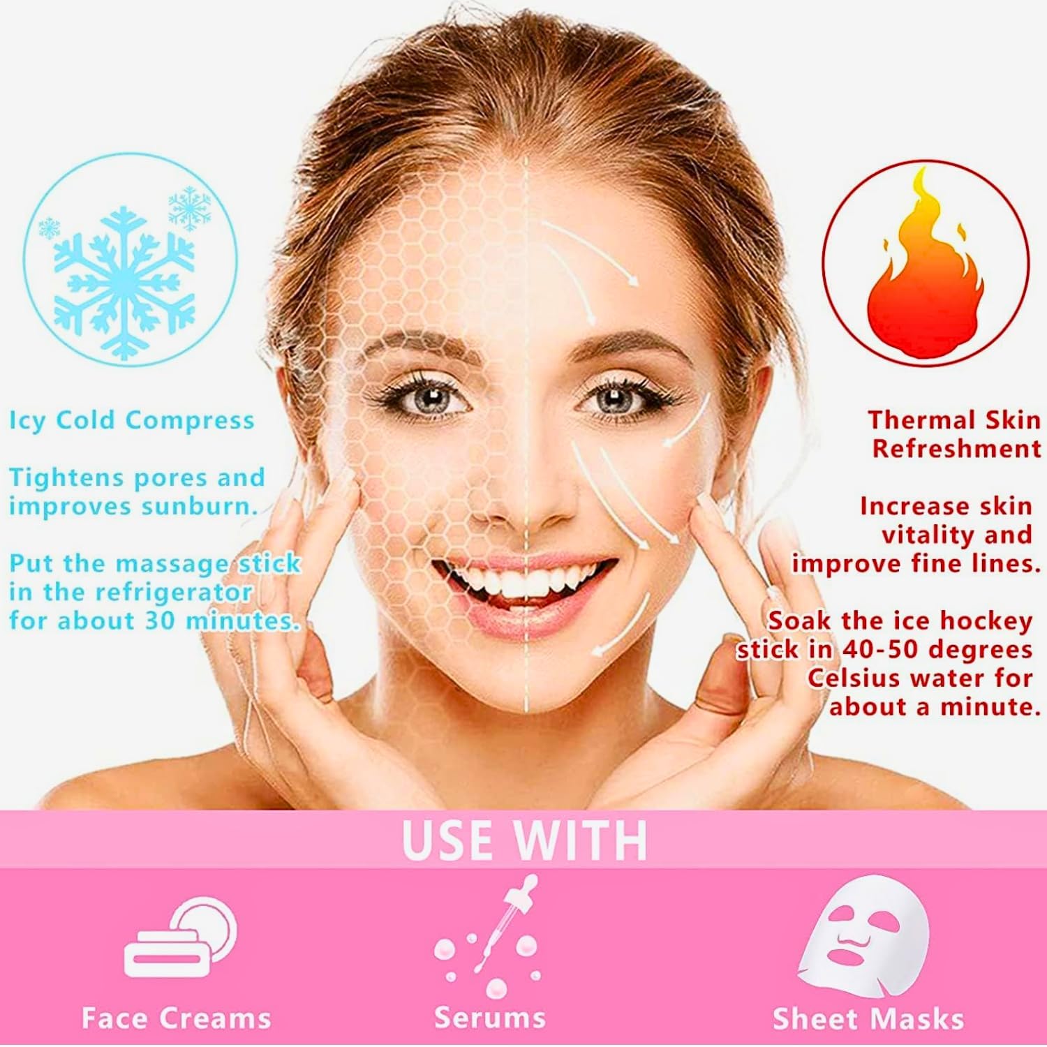 2-Pcs Facial Ice Globes. Cryo roller balls to reduce puffiness, dark circles & wrinkles. Cold therapy facial massager. Image