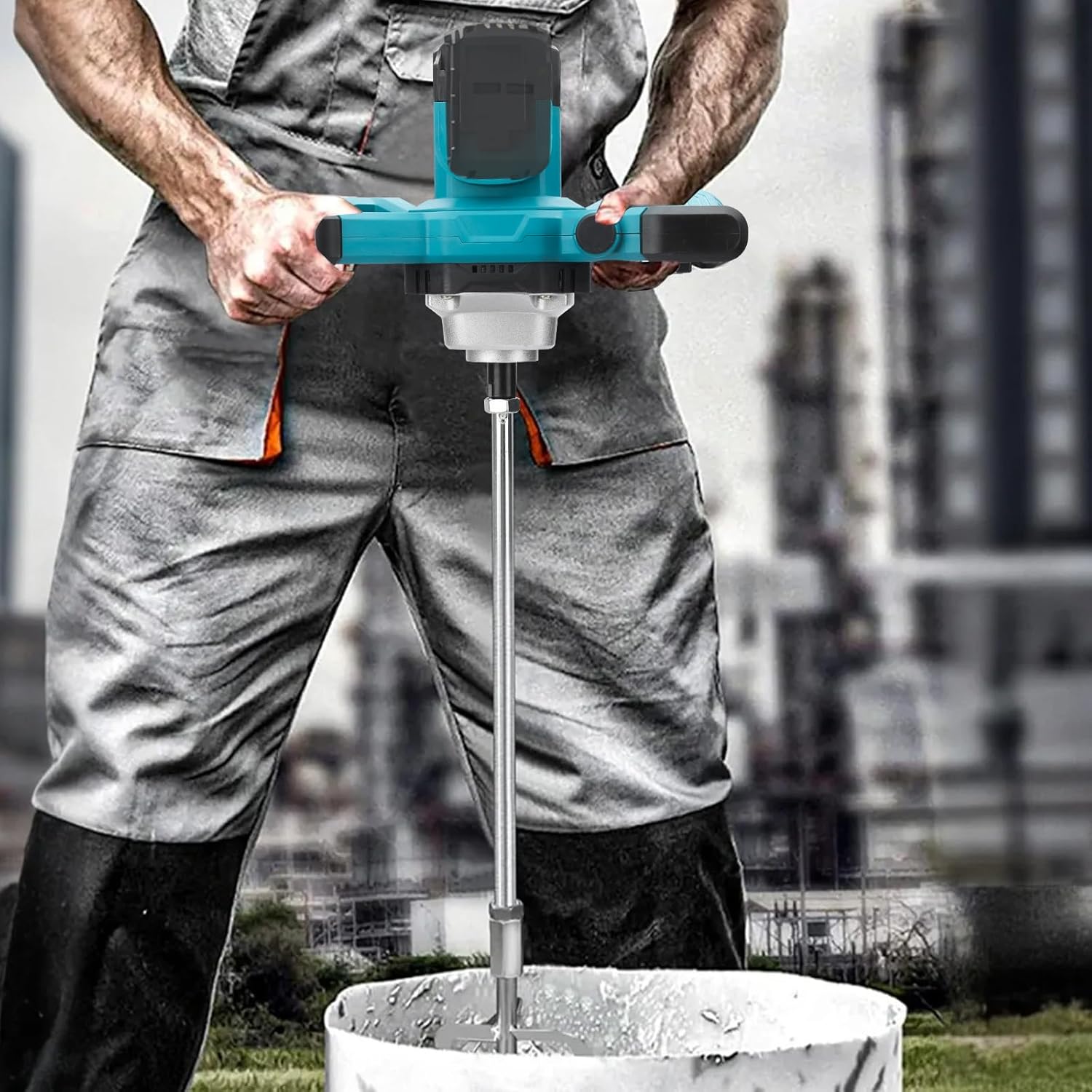 Cordless Paint & Mortar Mixer - 6-Speed 680RPM w/ 2 Rods for Concrete, Thinset & Paints Image